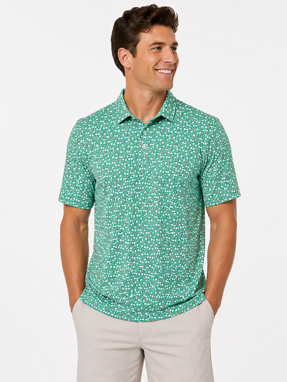 New Southern Shirt Field Bloom Performance Polo Green Floral Men's XL NWT